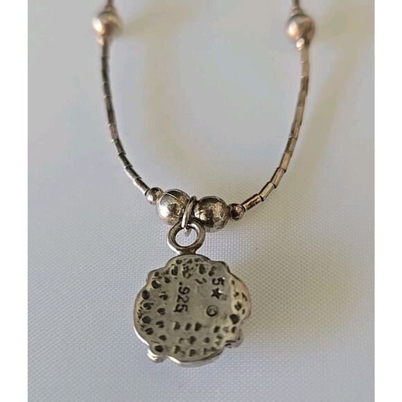 Vintage Liquid Sterling Silver Necklace 925 Round Opal Pendant Southwestern - Picture 5 of 7